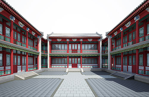 凌河北京四合院设计古建筑鸟瞰图展示